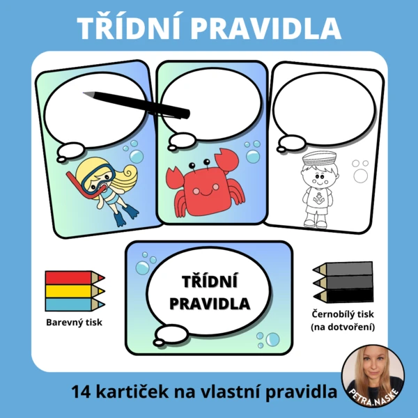 Třídní pravidla, výzdoba třídy a omalovánky 1