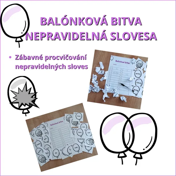 Nepravidelná slovesa - Balónková bitva 1