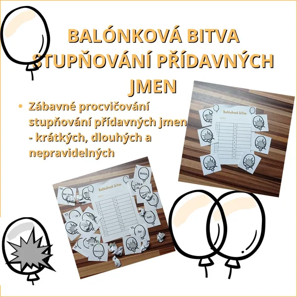 Stupňování přídavných jmen - Balónková bitva 1