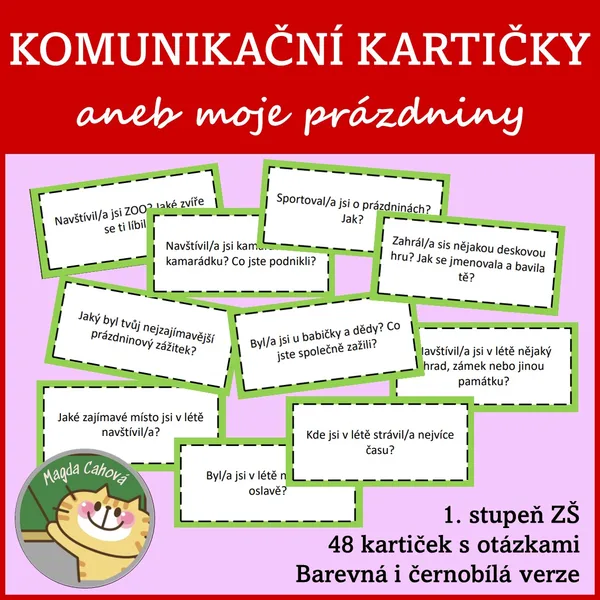 Komunikační kartičky - prázdniny 1