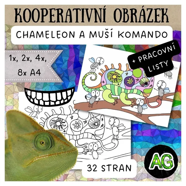 CHAMELEON A MUŠÍ KOMANDO - KOOPERATIVNÍ OBRÁZEK, PL, ZAJÍMAVOSTI, OMALOVÁNKY 1