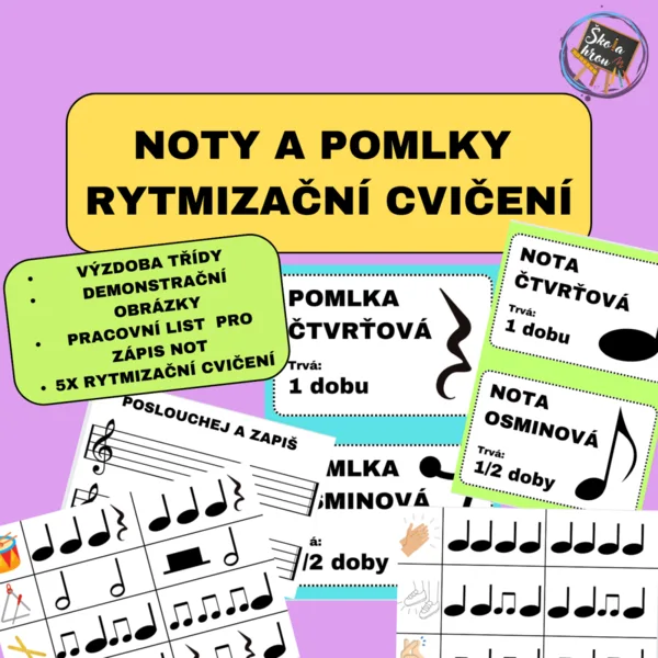 Noty a pomlky - plakátky+rytmizační cvičení 1