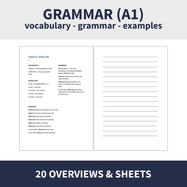 ENG - GRAMMAR SHEETS A1 (gramatika, vzorové věty, prostor pro writing) 1