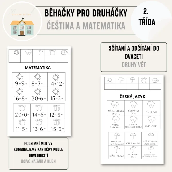 Běhačky pro druháčky - podzimní procvičování do češtiny a matematiky 1