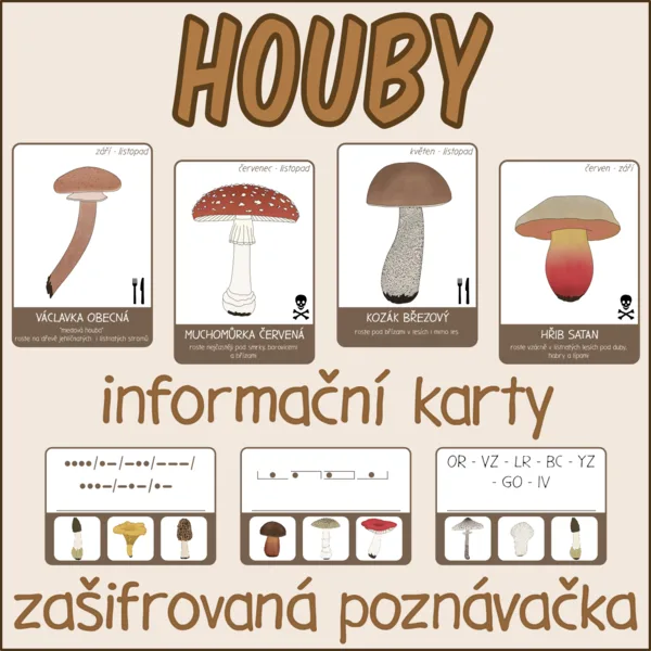 Houby - Infokarty + šifrovačka 1
