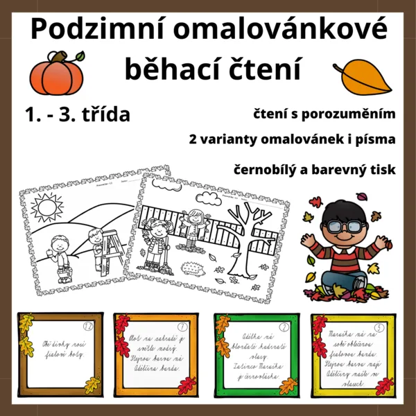 Podzimní omalovánkové běhací čtení 1