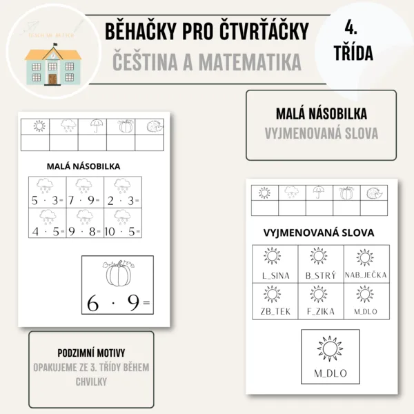 Běhačky pro čtvrťáčky - podzimní opakování do češtiny a matematiky 1