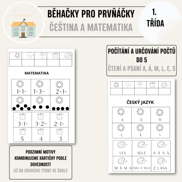 Běhačky pro prvňáčky - podzimní běhačky do češtiny a matematiky 1