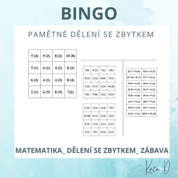 Bingo - pamětné dělení se zbytkem 1