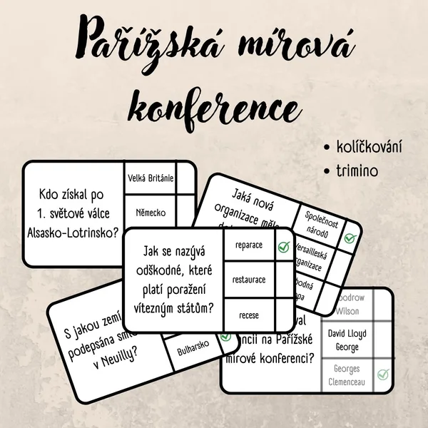 Pařížská mírová konference - 1. světová válka - kolíčkování, trimino 1