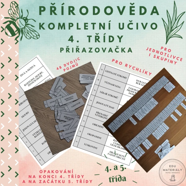 PŘ - kompletní opakování učiva 4. třídy - přiřazovačka 1