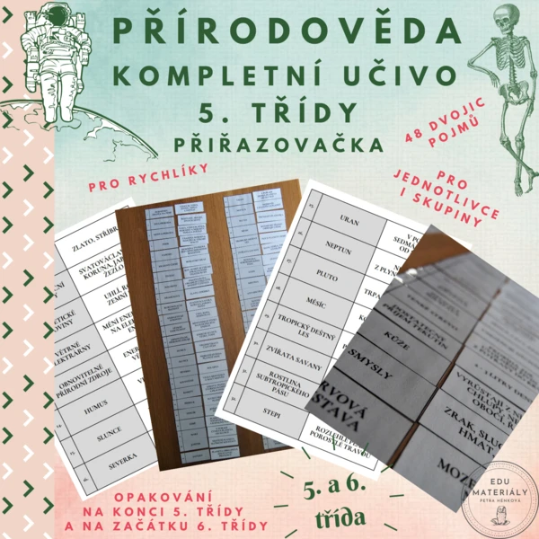 PŘ - kompletní opakování učiva 5. třídy - přiřazovačka 1