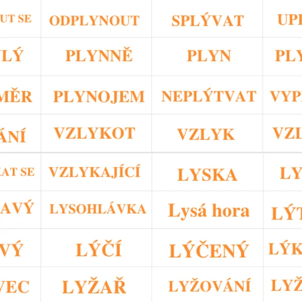 Příbuzná slova ke slovům vyjmenovaným 1