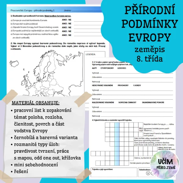 Pracovní list - přírodní podmínky Evropy 1