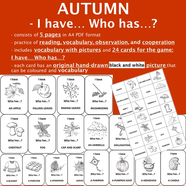 PODZIM / AUTUMN - Vocabulary + Game I HAVE... WHO HAS...? 1