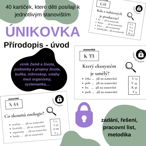 Únikovka - přírodopis (obecná biologie, 6. ročník) 1