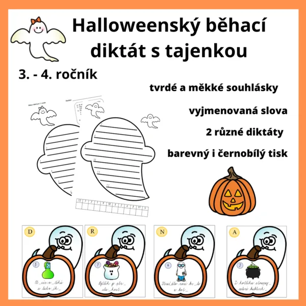 Halloweenský běhací diktát s tajenkou 1