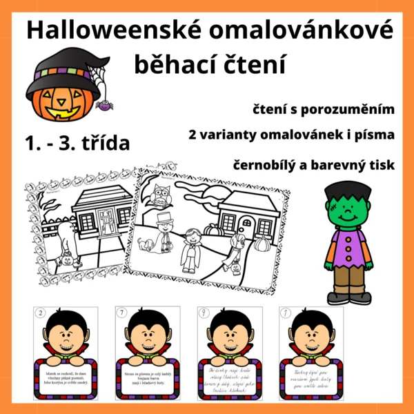 Halloweenské omalovánkové běhací čtení 1
