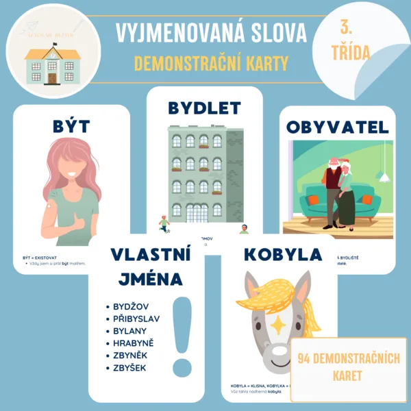 Vyjmenovaná slova demonstrační karty 1