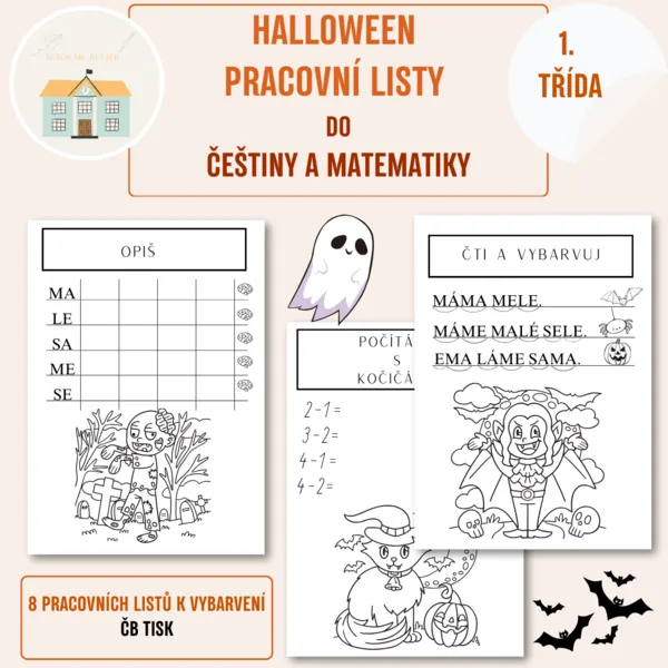 Halloween  - pracovní listy do češtiny a matematiky 1