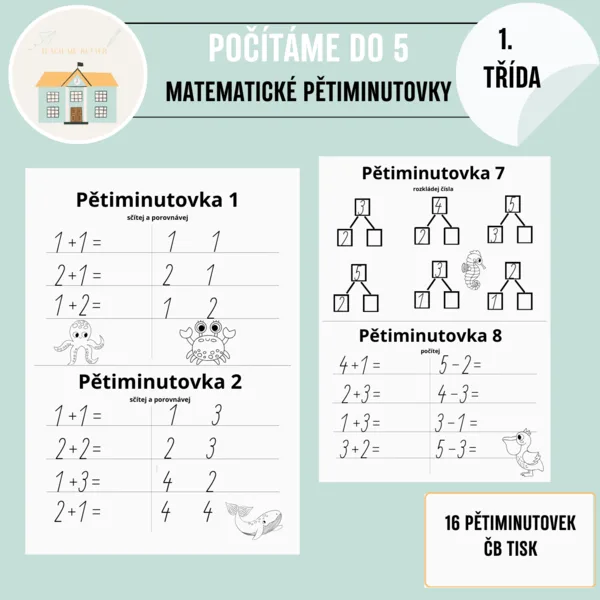 Počítáme do 5 matematické pětiminutovky 1