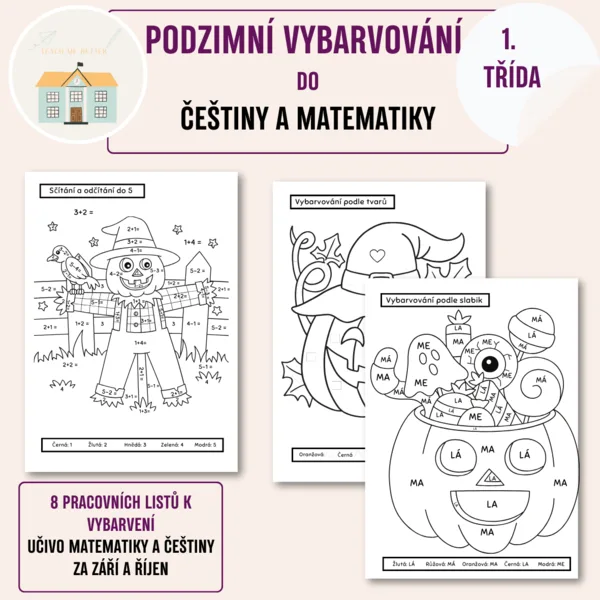 Podzimní vybarvování do češtiny a matematiky 1