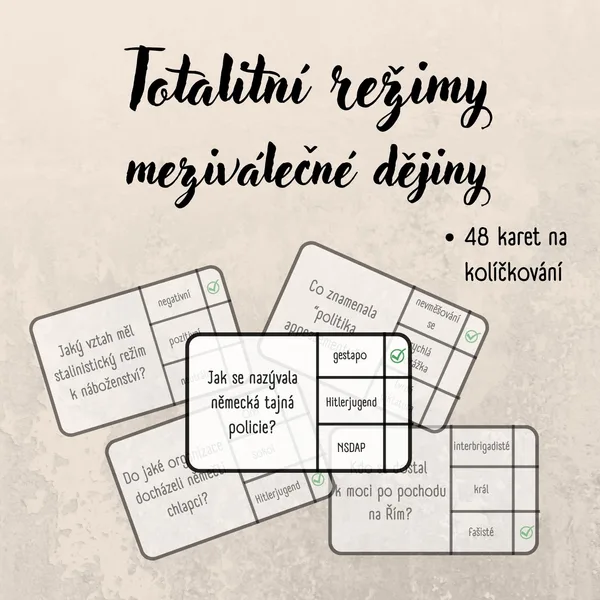 Totalitní režimy - meziválečné dějiny - kolíčkování 1