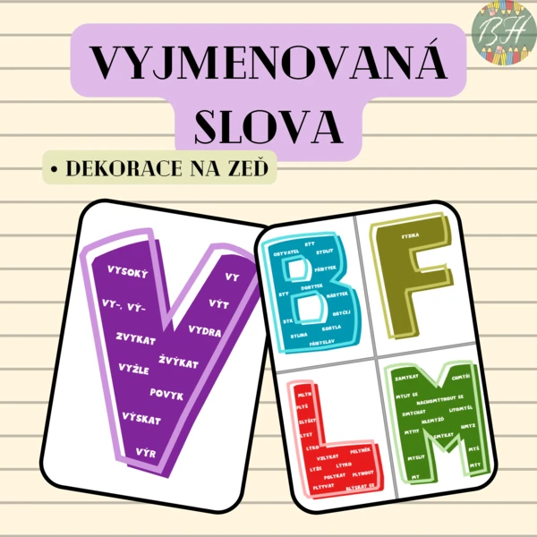 Vyjmenovaná slova - písmena se slovy 1