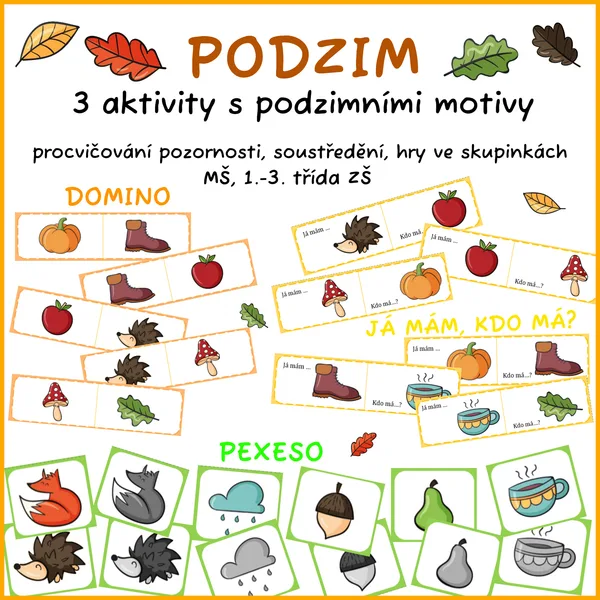 Podzim - domino; Já mám, kdo má; pexeso 1