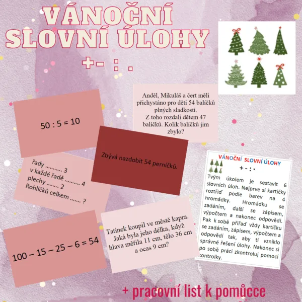vánoční slovní úlohy (násobení, dělení, sčítání a odčítání) 1