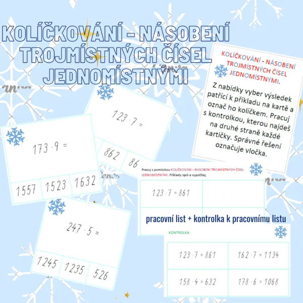 kolíčkování - násobení trojmístných čísel jednomístnými 1