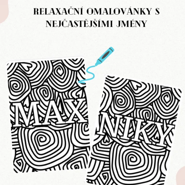 Relaxační omalovánky s nejčastějšími jmény 1