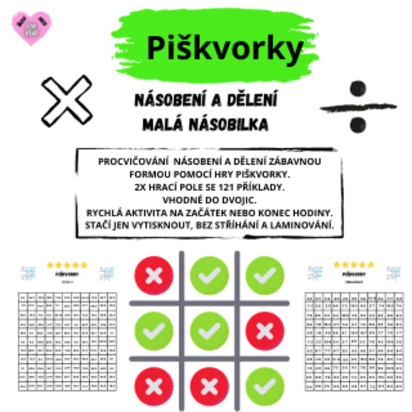 Piškvorky - násobení a dělení 1