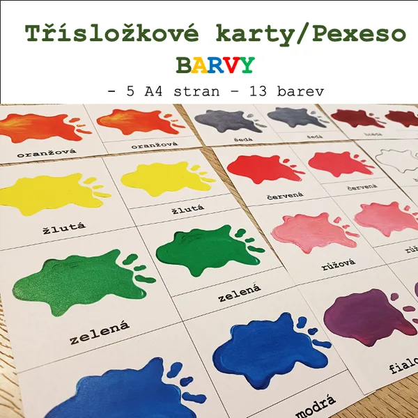 Třísložkové karty/Pexeso - Barvy 1