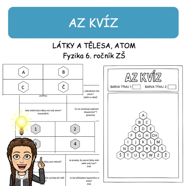 AZ kvíz - látky a tělesa, atom 1
