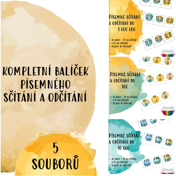 Kompletní balíček písemného sčítání a odčítání 1