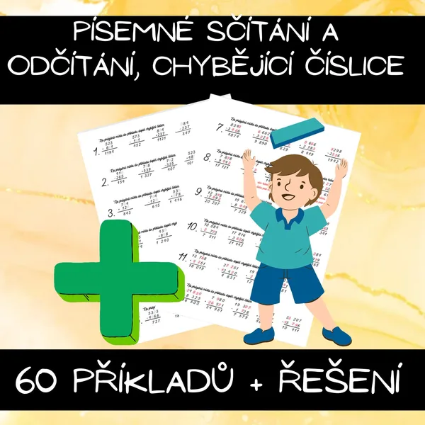 Písemné sčítání a odčítání do 100 000, chybějící číslice 1