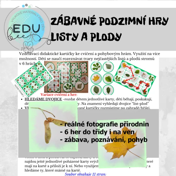 ZÁBAVNÉ PODZIMNÍ HRY LISTY A PLODY 1