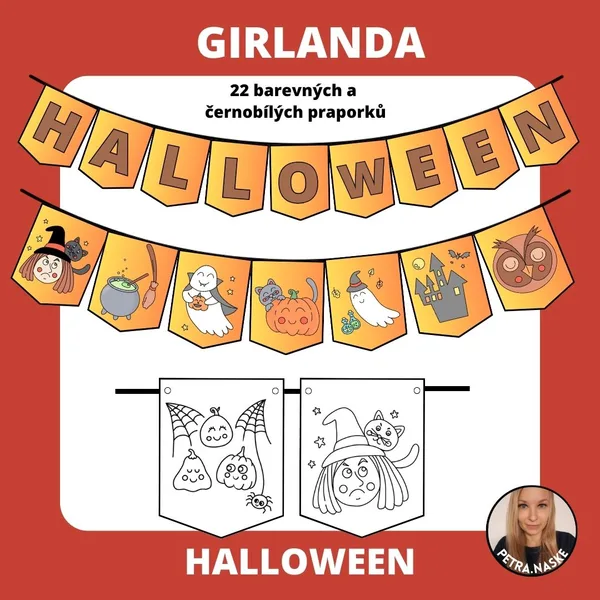 Girlanda, výzdoba třídy a omalovánky - téma HALLOWEEN 1