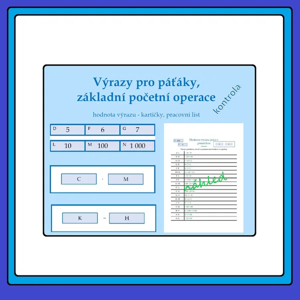 Výrazy pro páťáky - sčítání, odčítání, násobení, dělení 1