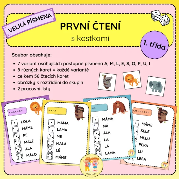 První čtení s kostkami - velká tiskací písmena 1