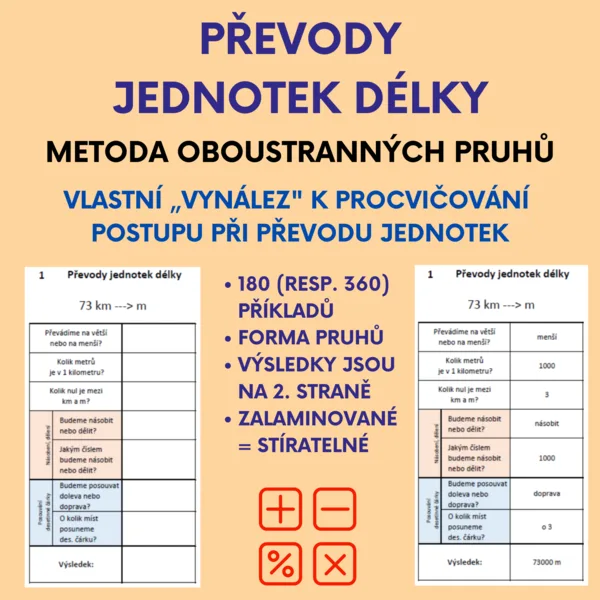 Převody jednotek délky - metoda pruhů 1