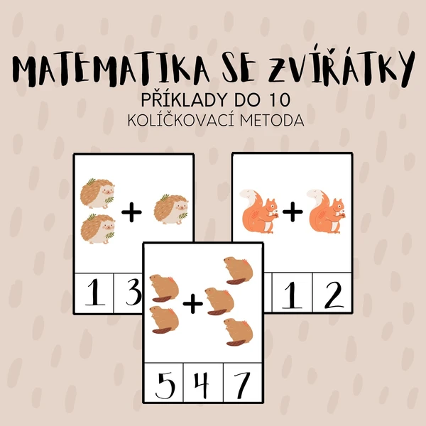 Matematické příklady se zvířátky - kolíčkování 1