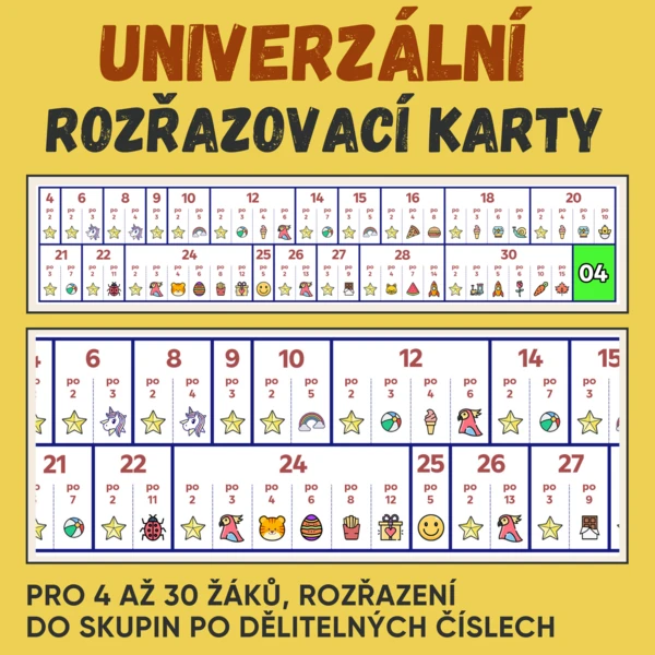 Univerzální rozřazovací karty 1