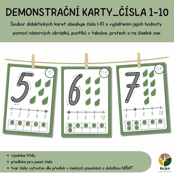 Demonstrační karty_čísla 1-10_zelená 1