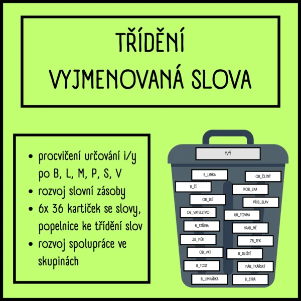 Třídění - vyjmenovaná slova 1