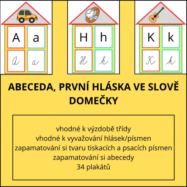 Domečky - výzdoba, abeceda, první hláska ve slově 1