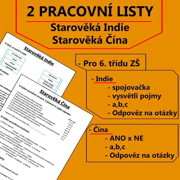 2 Pracovní listy - Starověká Indie a Starověká Čína 1