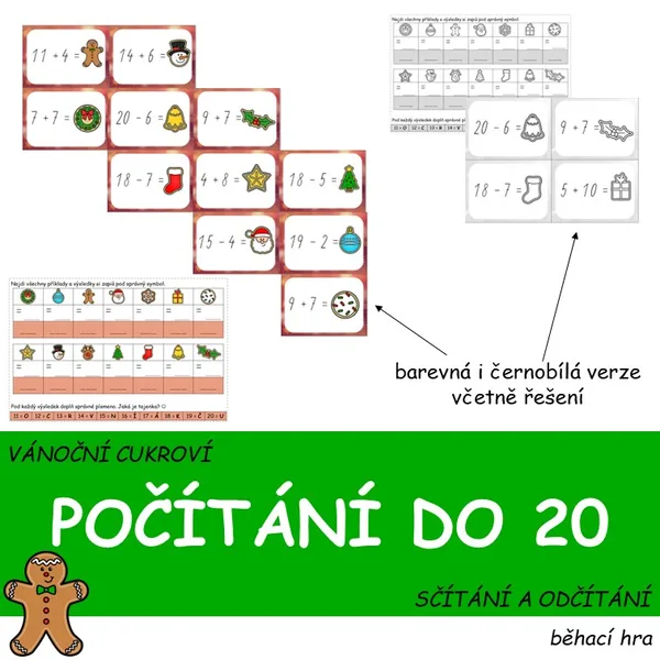 Vánoční cukroví - sčítání a odčítání do 20 1
