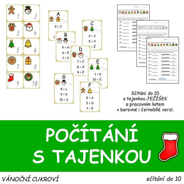 Vánoční cukroví - počítání do 10 s tajenkou  1